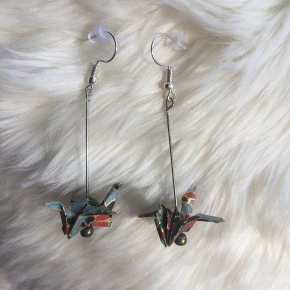 Origami Crane Earrings - Picture 2 of 5